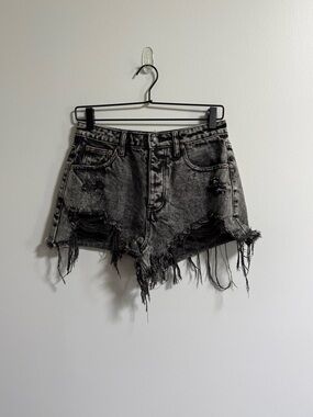 High Rise Distressed Jean Shorts